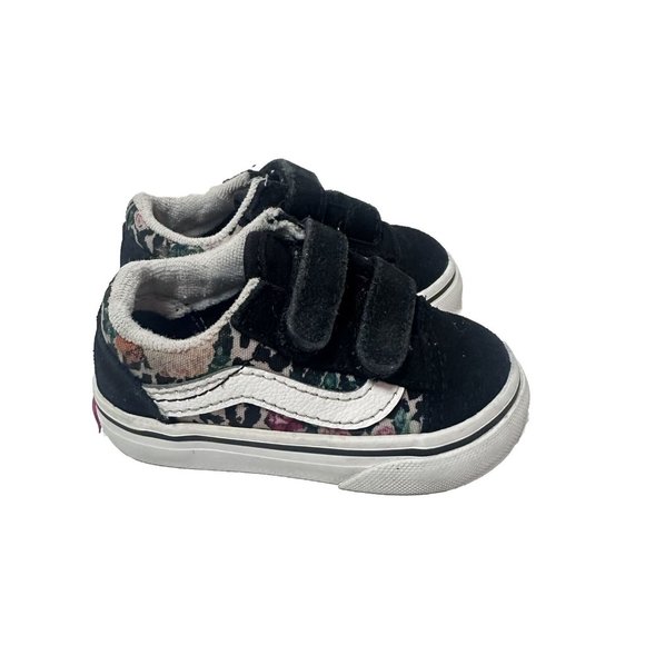 Vans Other - Vans Off The Wall Shoes Girls Toddler 3.5 Suede Cheetah Floral Print Sneakers